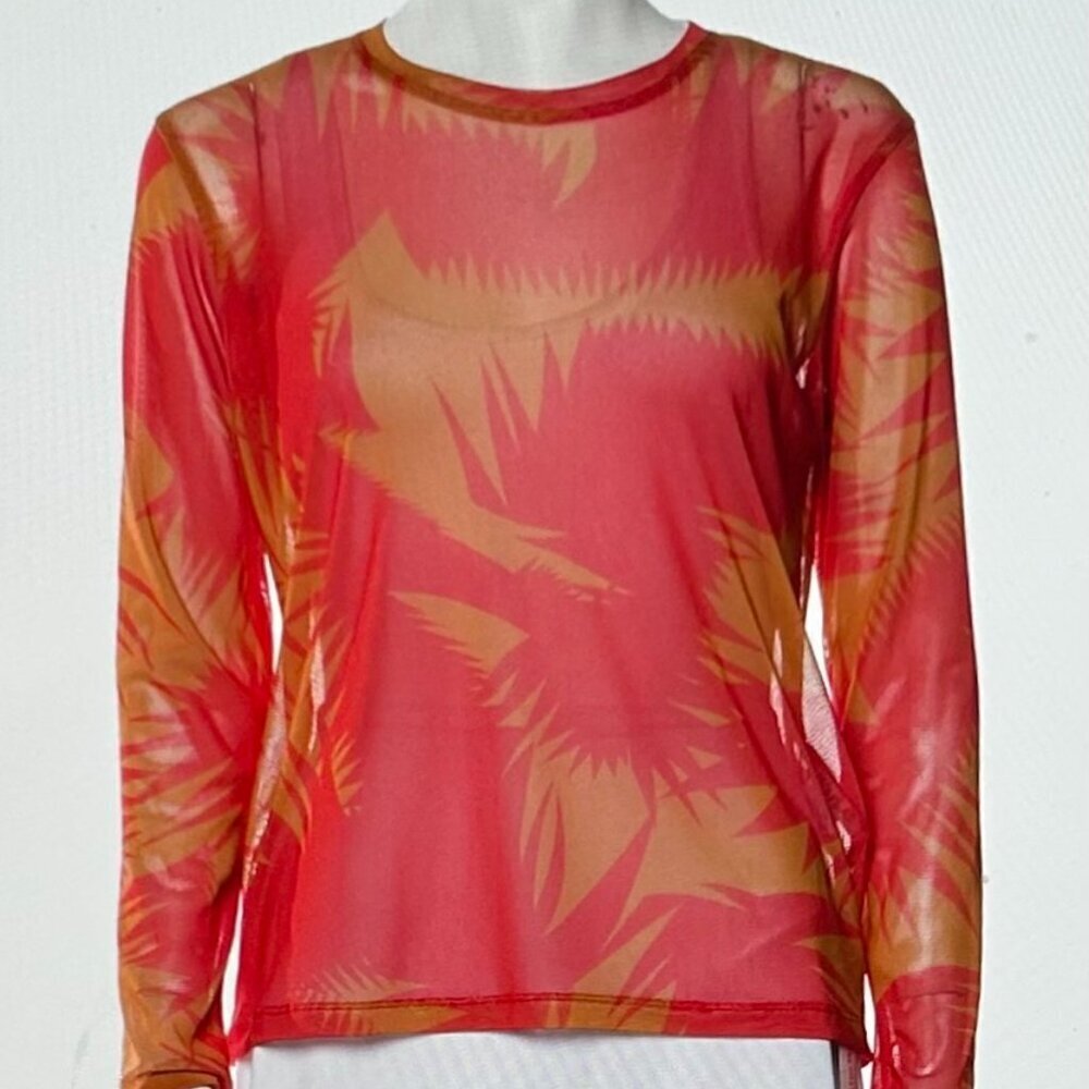 Pleats Please Issey Miyake Printed Crew Neck Blouse Size S